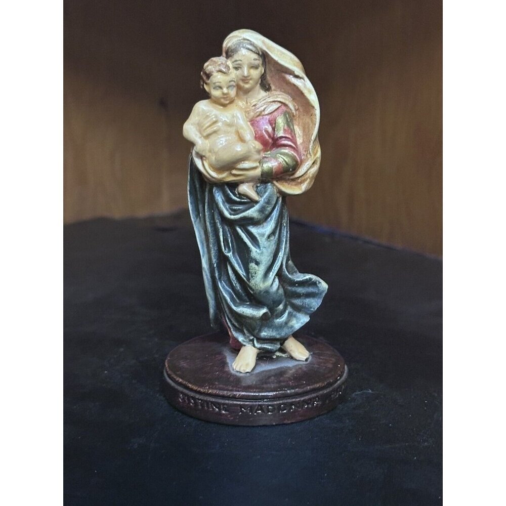 Madonna Raphael Sistine SEBASTIAN 4” MINIATURES FIGURINE PW‎ BASTON LABEL